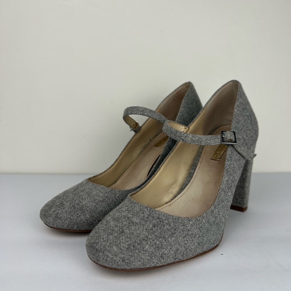 Louise et Cie Jayde Mary Jane block heel pump tweed fabric black/white 8M